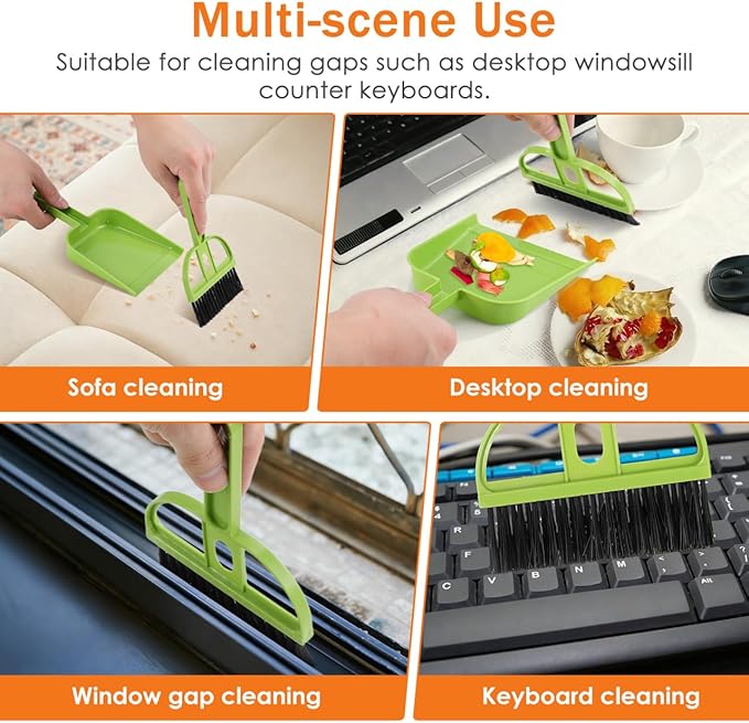 Healifty 12 Sets Dustpan Hand Broom and Shovel Small Broom and Dustpan Set for Desk Keyboard Pet - Portable Desktop Sweep Tools