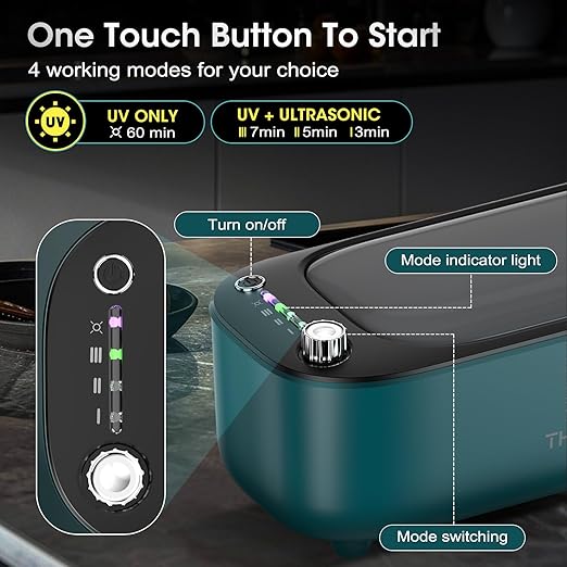 Ultrasonic Jewelry Cleaner, Jewelry Cleaning Machine Smart Variable Frequency 47KHz - 50KHz, Professional Sonic Cleaner with UV for Rings, Glasses, Watches, Dentures, Retainer, Earrings, Necklaces