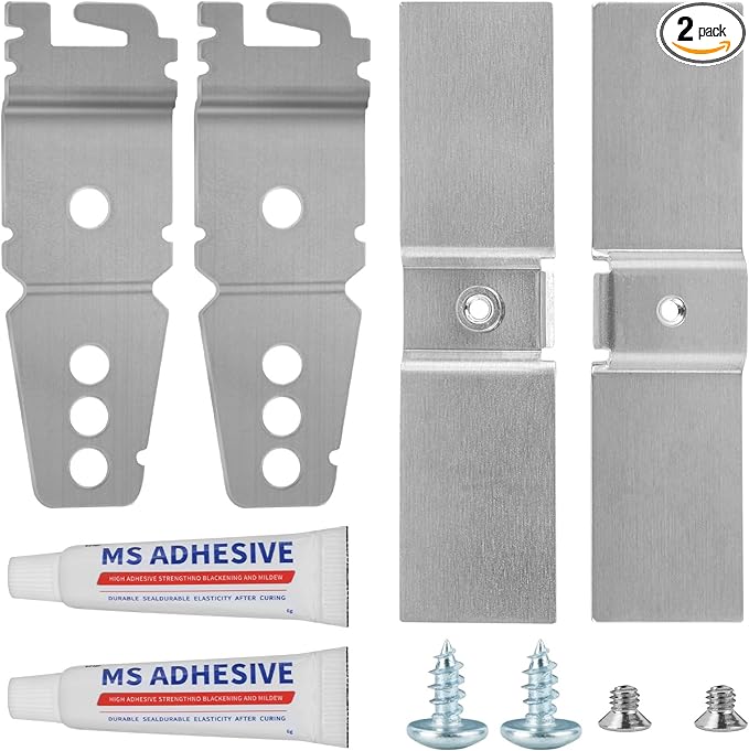 Granite Counter Dishwasher Mounting Kit Fit For Most Brand Dishwashers WP8269145 AP6012289 PS11745496, Dishwasher Mounting Brackets For Solid Surfaces, Kit Includes Bracket, Glues And Screws -2 Packs