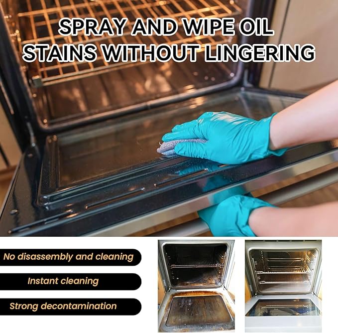 Oven and Grill Cleaner, Heavy-Duty Degreaser Spray for Kitchen Stoves, BBQ Grills, 100ml/3.38 fl oz, Professional Strength Grease Remover (10.14 Fl Oz)