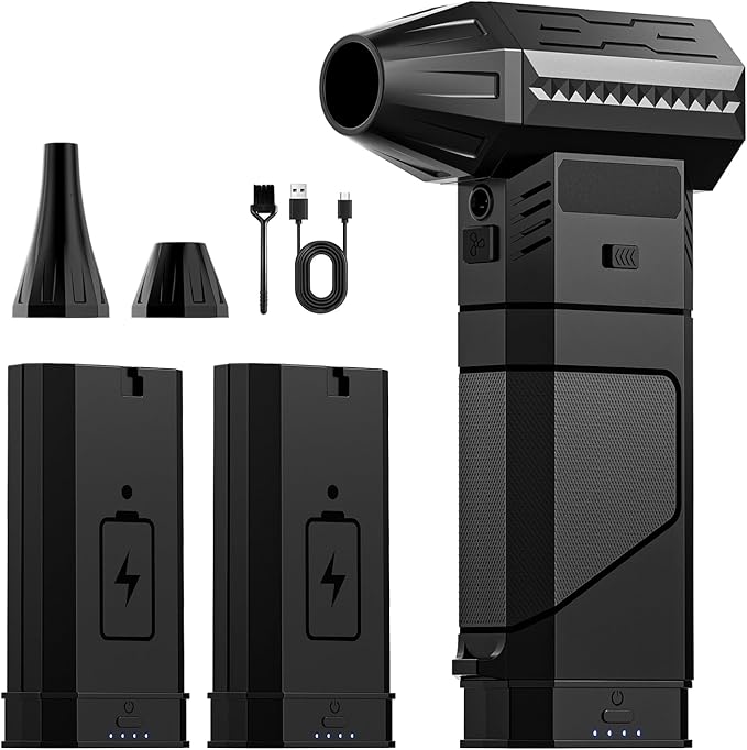 COSANO F3 Electric Air Duster with 2 Magazine-Style Batteries, 220g+ Strong Airflow, 2 Magnetic Nozzles, 3-Speed Cordless Blower with LED, Electric Inflator, Keyboard Duster for PC, Car & Electronics