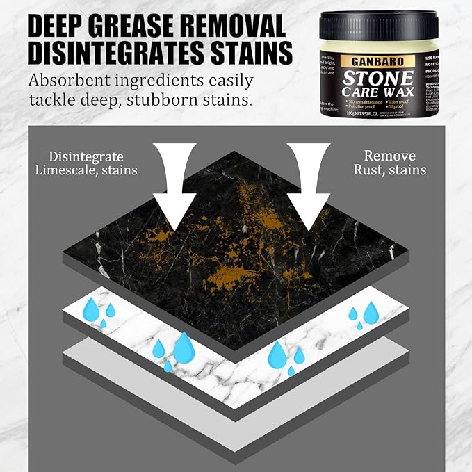 Granite Cleaner and Stone Polish Care Wax 3.5 oz Restores Shine and Nourishes Stone Surfaces - Suitable for Granite Countertops and Quartz - Floor Wax for Long-lasting Brilliance 100 g