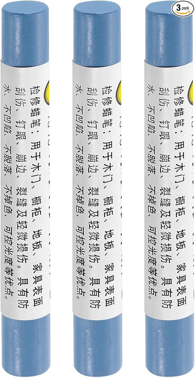 uxcell Furniture Repair Crayons, 3Pcs - Wood Wax Filler Stick, Furniture Markers Touch Up - for Scratches Holes Tables Desks Wooden Floors Cover Ups, Sky Blue