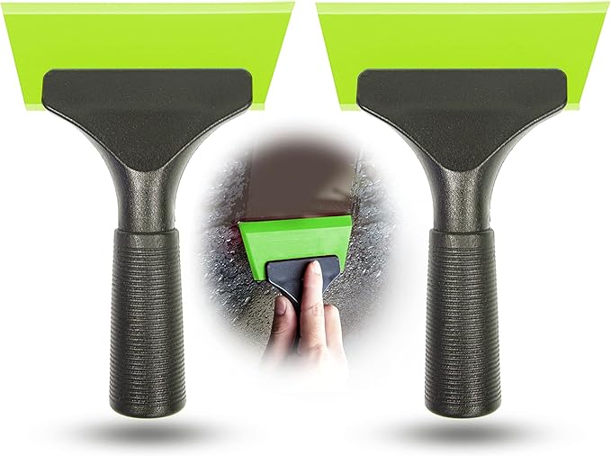 Small Squeegee car Window Squeegee Silicone Squeegee for Window Door Bathroom Mirror,Car Wrapping Scraper Tool (2, Green)