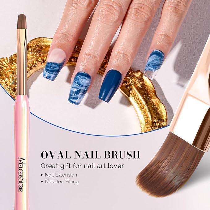 MelodySusie 3Pcs Nail Art Clean Up Brushes,Flat/Oval/Angled Gel Nail Brushes,For Nail Art Design Painting DIY and Cleaning Polish Mistake on the Cuticles Or Gel Application