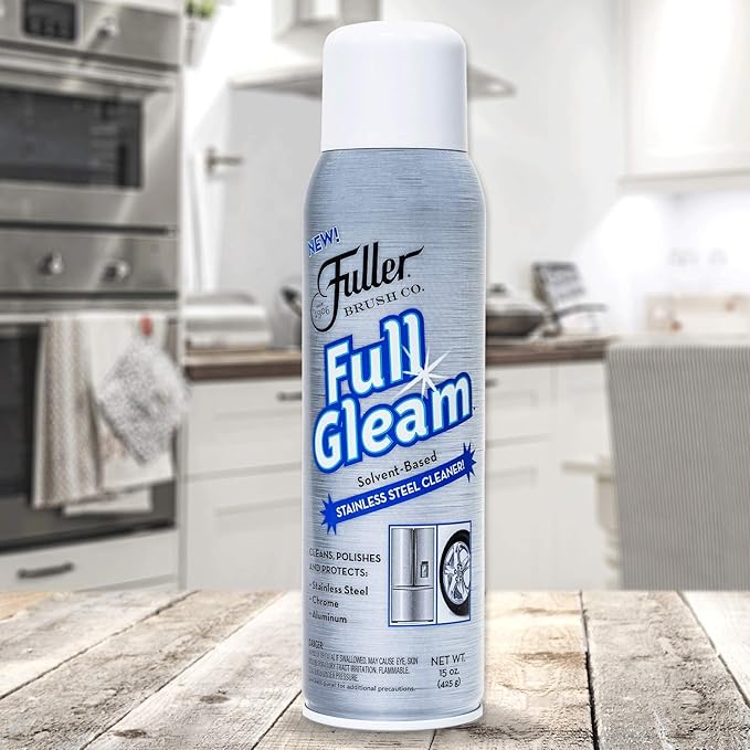 Fuller Brush Full Gleam Stainless Steel Cleaner – 15 oz Spray for Appliances, Chrome, Aluminum & Sinks – Cleans, Polishes & Protects Metal Surfaces (Pack of 2)