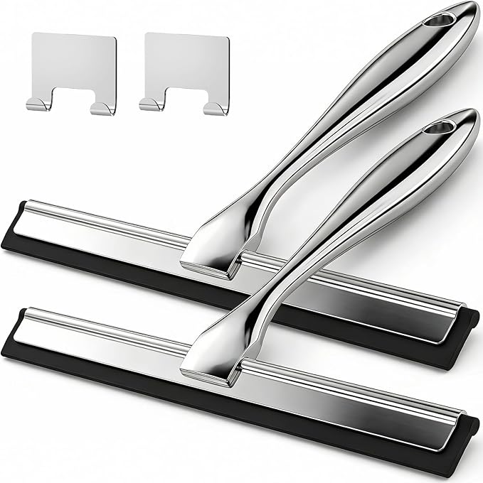 2 Pack Stainless Steel Rustproof Squeegee for Shower Glass
