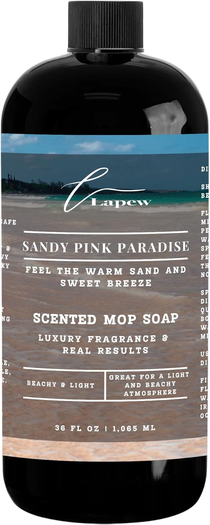 Luxury Floor Cleaner, Scented Mop Soap Concentrate | Hard Floor Cleaner for Tile, Vinyl, Laminate, LVP & Sealed Hardwood | Low-Foam, Streak-Free | 36 oz | Sandy Pink Paradise