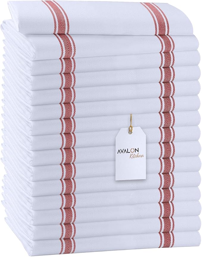 Dish Towels Set (Value Pack of 15) Size 15x25 Inch, 100% Cotton Soft & Absorbent Kitchen Towels, Tea Towels, Reusable Cleaning Cloths for Household Cleaning (Red)