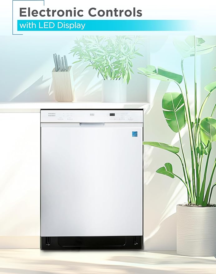 BLACK+DECKER 24" Built-In Dishwasher, 12-Place Setting Capacity with Stainless Steel Tub, Dish Washer with 6 Wash Programs, Low Noise, ENERGY STAR Certified, BDW200MW, White