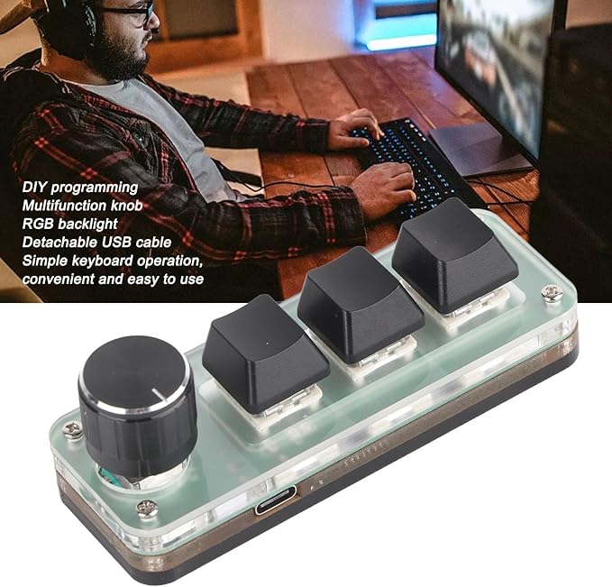 Mini Mechanical Keyboard, Programmable USB Macro Pad, RGB Backlight Gaming Keypad with DIY Programming and Knob Control