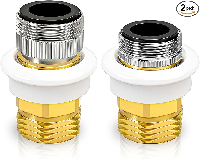 2 Pcs 10521 Dishwasher Snap Coupling Adapter, Compatible with Danco 10521, Brass 15/16"-27M or 55/64"-27F to 3/4" for Portable Washer & Sink Faucet