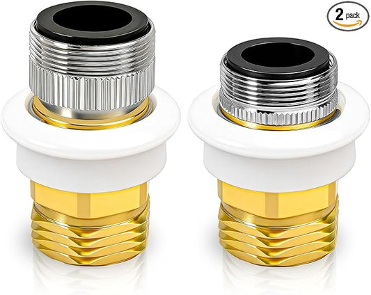 2 Pcs 10521 Dishwasher Snap Coupling Adapter, Compatible with Danco 10521, Brass 15/16"-27M or 55/64"-27F to 3/4" for Portable Washer & Sink Faucet