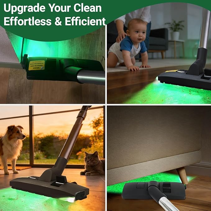 EZ SPARES Dust Display LED Vacuum Brush,Floor Brush Attachment,Compatible with Hoover, Eureka, Rainbow,Shop VAC,Most Brand,Reveal Microscopic Dust & Illuminate Invisible Pet Hair Cat Dog Fur