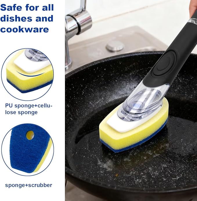 CELOX Soap Dispensing Sponge, Dish Wand with Soap Dispenser for Pans, Pots, Sink Cleaning