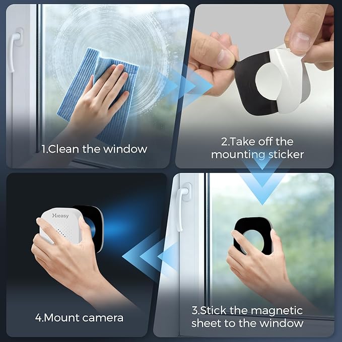 5MP 3K Window Security Camera with 24/7 Recording, No Subscription Required, Indoor Camera with Color Night Vision, Motion Detection, 2.4G＆5G WiFi, Quick & Easy Installation (2Pack)