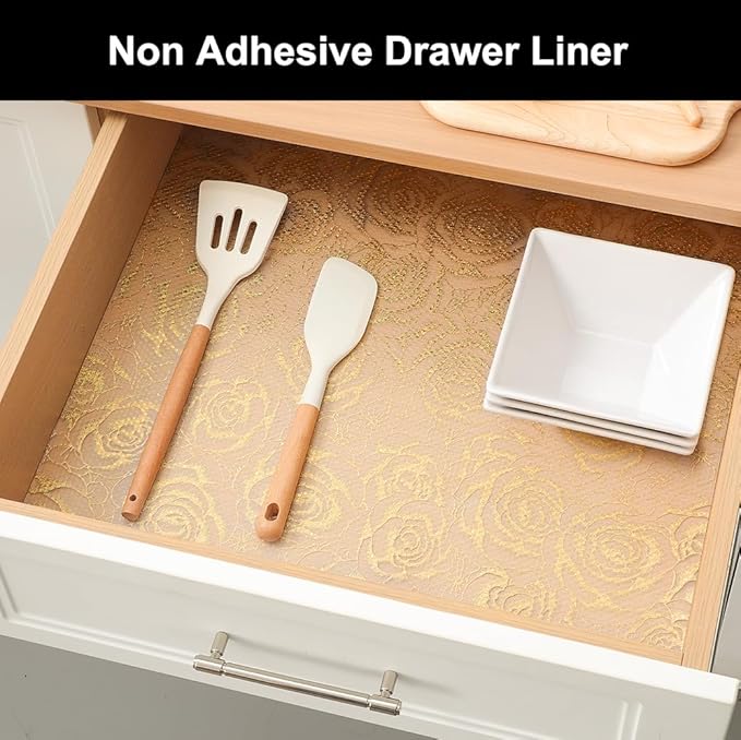 Cooyes Shelf Liner – Premium Non-Adhesive Cabinet & Drawer Liner for Kitchen – Waterproof Shelf Paper with Modern Pattern – Durable EVA Cabinet Mat – Easy to Cut （17.5" W x 78.7" L）