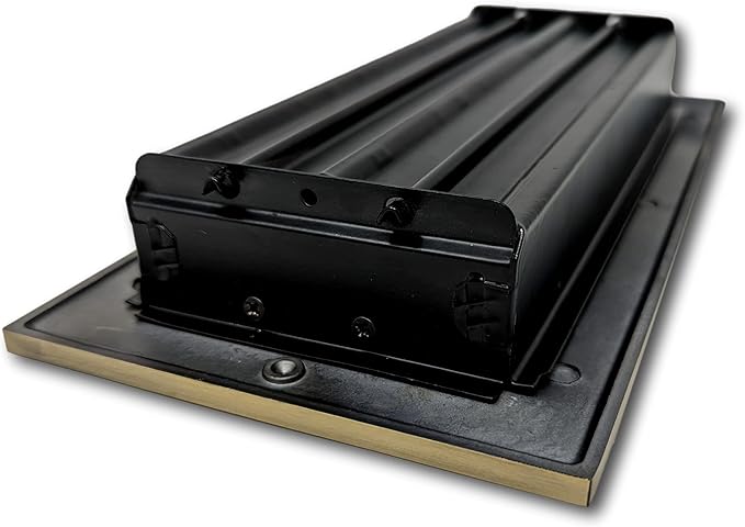 Madelyn Carter 4 x 10 Cast Aluminum Linear Vent Cover with Damper - Antique Brass (Overall: 5.25 x 11.5) | Floor Register - Wall Register