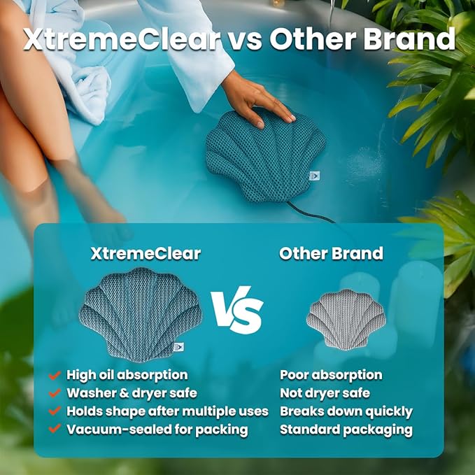 Hot Tub Scum Absorber 2-Pack for Spa & Pool – Oil Absorbing Seashell Clean Pad, Hot Tub Accessories for Adults, Scum Remover for Hot Tub Cleaner, Spa Scum Sponge for Oil, Foam