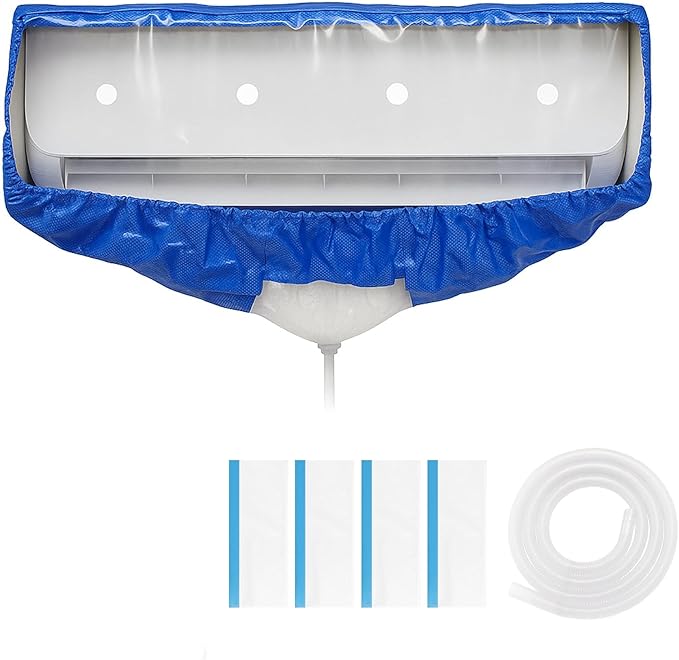 Leak Saver Mini Split Cleaning Bag | 360 Waterproof Design | Fits Systems 38in - 48in Long | Mini Split Cleaning Kit Includes Overspray Guards and Drain Hose