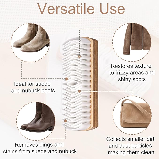 Suede Shoes Brush Eraser, Durable Suede Cleaning Brush Shoe Cleaner Tool with Raw Rubber Bristles and Beech Wood Handle for Boots Bags Purse Jacket Sofa