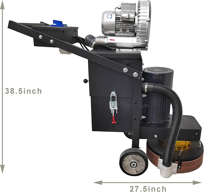 TECHTONGDA Electric Floor Grinder for Concrete Epoxy Ground with Vacuum Dust Collector Sander Polisher for Removing Floor Coating with 4 Heads External Fan 380 Type 220V