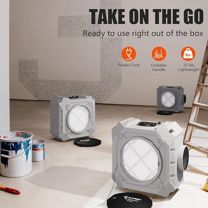 Air Scrubber,Air Purifier with 3 Stage Filtration, Stackable Negative Air Machine for Industrial and Commercial Use, Heavy Duty Air Cleaner with HEPA/Activated Carbon Filter