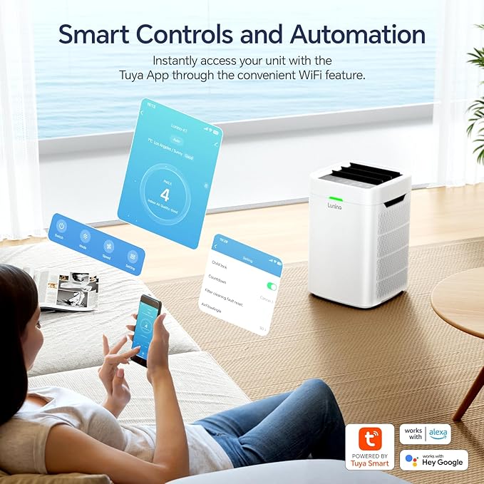 Air Purifiers for Home Large Room up to 2400 Ft², Double-Sided HEPA Air Purifier with Washable Pre-filter, Smart WiFi, PM 2.5 Air Quality Monitor, Fan Modo, for Pets Hair, Dust, Pollen, Smoke