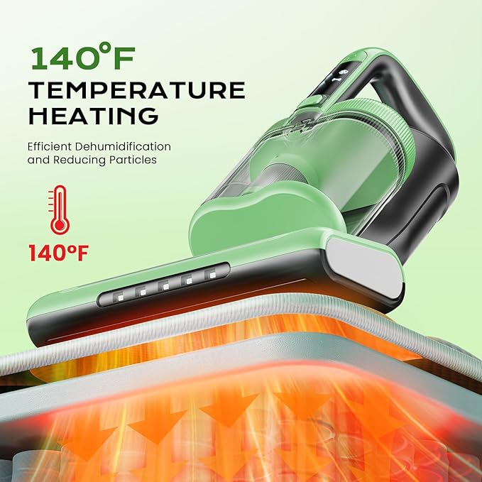 Mattress Vacuum Cleaner Bed Vacuum Versatile Handheld Vacuums with 500W 18Kpa Power Suction & 253.7nm U-V-C Light & Heating Tech & 30000 RPM/Min Brush Roll Rotation Corded