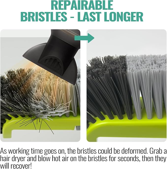 18" Pool Brush Head for Cleaning Swimming Pool Walls, Curved Ends High-Efficiency Scrub Brush for Tile, Flooring and Vinyl Pools, Fiberglass, Fits Φ1.25” Poles (Green & Dark Gray & Gray)