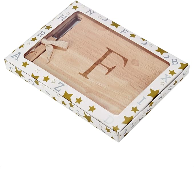 Miicol Wood Charcuterie Board, Monogram Cheese Board 10 Inch, Personalized Initial Cutting Board with Spreader, Unique Housewarming Gift, Ideal for Kitchen, Home, Letter F