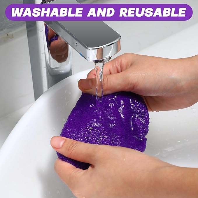 Baderke 10 Pcs Windshield Cleaner Tool Car Window Cleaning Supplies with Extendable Handle Include 6 Washable Microfiber Bonnets 2 Empty 60ml Spray Bottle Glass Wiper Kit(Purple)