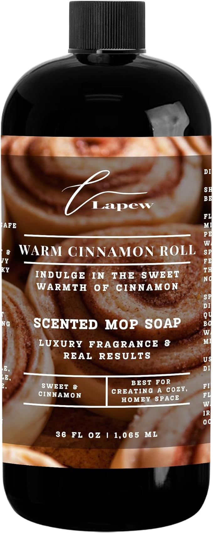 Luxury Floor Cleaner, Scented Mop Soap Concentrate | Hard Floor Cleaner for Tile, Vinyl, Laminate, LVP & Sealed Hardwood | Low-Foam, Streak-Free | 36 oz | Warm Cinnamon Roll