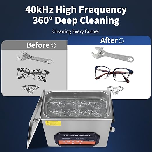 Ultrasonic Cleaner 7L 180W Digital Ultrasonic Cleaning Machine with Upgraded Degassing & Gentle Mode, 40kHz, with Heater & Timer for Tools, Jewelry, Watches, Glasses, Dentures, Small Parts
