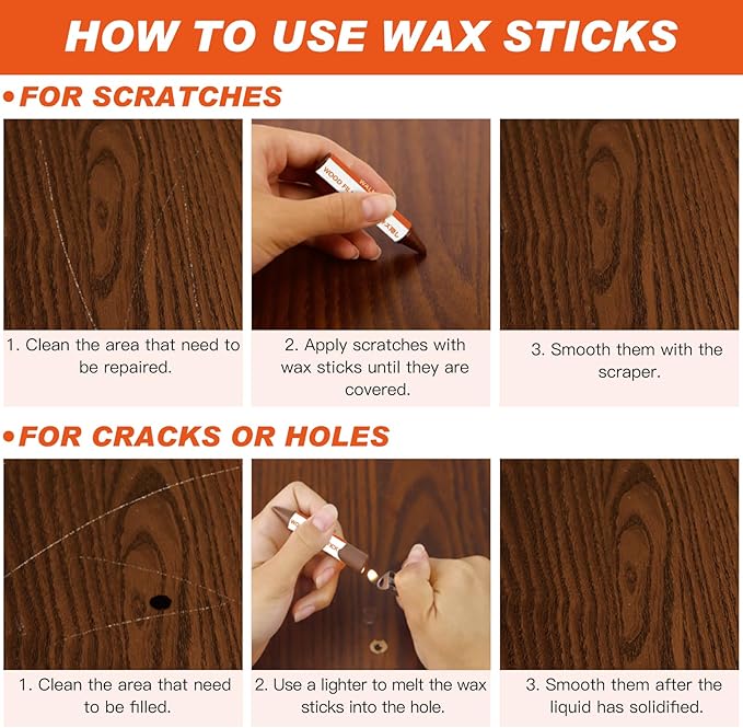 Wood Furniture Repair Kit,Set of 36 Laminate Floor Repair Kit, Touch Up Markers with Wood Putty, Beeswax Repair Scratch, Cracks, Hole, Discoloration for Floor, Table, Door, Cabinet