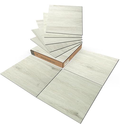 Art3d Peel and Stick Vinyl Floor Tiles 30-Pack 12 x 12 inch, Self Adhesive Waterproof Flooring Wood Planks for Kitchen, Dining Room, Bedrooms, Cover 30 Sq. Ft, White-Washed Oak