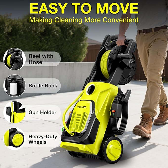 Electric Pressure Washer, 4200PSI 2.8GPM Power Washer with 4 Quick Connect Nozzles, High Pressure Cleaning Machine with Foam Cannon for Cars/Fences/Driveways/Patios/Home Cleaning