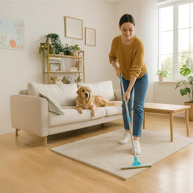 RainCool 3 in 1 Carpet Rake, Pet Hair Removal Tool Multifunctional Cats and Dog Cleaning Manual Carpet Broom Adjustable Long Handle, Small and Mini Lint Brush for Couches, Floors, Mats, Rugs, Cars