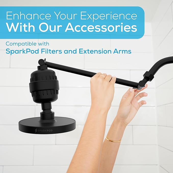 SparkPod Shower Head - High Pressure Rain - Premium Quality Luxury Design - 1-Min Install - Easy Clean Adjustable Replacement for Your Bathroom Shower Heads (Midnight Black Matte, 6 Inch Round)
