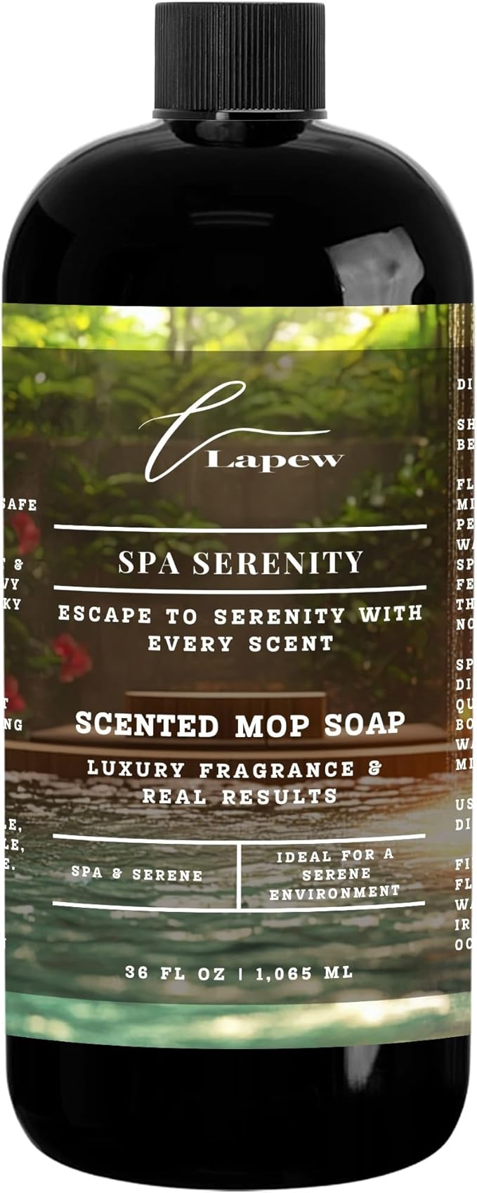 Luxury Floor Cleaner, Scented Mop Soap Concentrate | Hard Floor Cleaner for Tile, Vinyl, Laminate, LVP & Sealed Hardwood | Low-Foam, Streak-Free | 36 oz | Spa Serenity