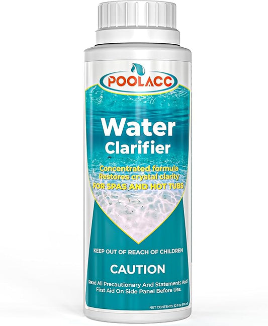 Water Clarifier for Spa Hot Tub or Pool- Clears Cloudy Water, Improves Filter Efficiency, Keeps pH Balanced - Highly Concentrated Chemical Water Clarifier for All Spas, Hot Tubs & Pools -32 oz