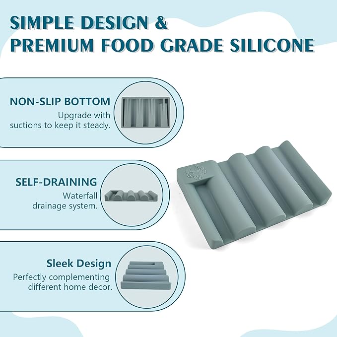 Silicone Soap Dish,Self Draining Soap Holder Perfect for Shower,Bathroom Sink,Kitchen Sink & Travel,Non-Slip Bar Soap Holder Extend Soap Life,Keep Soap Bars Dry & Easy Cleaning Green-3Pcs
