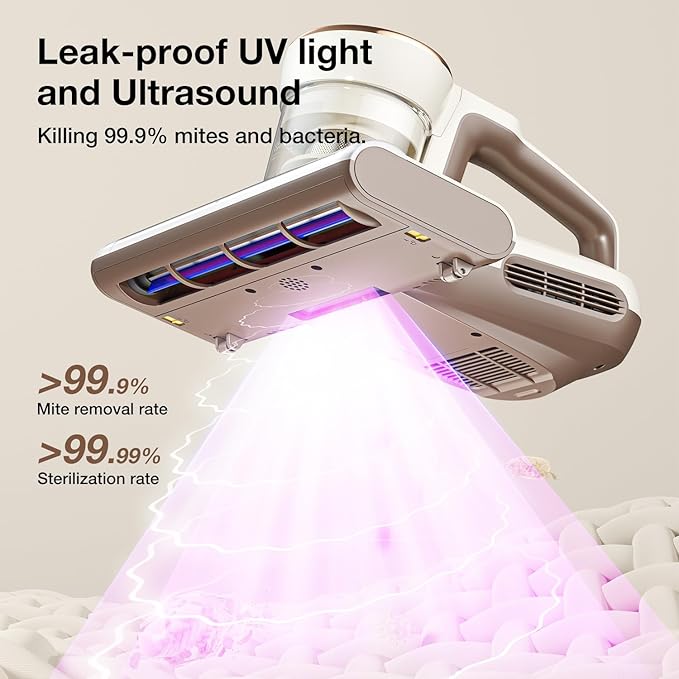 Jimmy WB63 Mattress Vacuum Cleaner – Anti-Mite & Dust Mite Removal Bed Vacuum with UV-C Light, 15KPa Strong Suction, Dual Cyclone Filtration for Mattress, Sofa & Upholstery