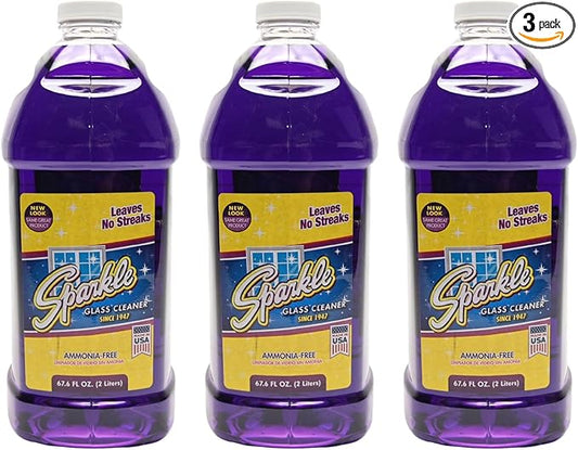 Sparkle Ammonia-Free Glass Cleaner Refill, Heavy Duty Streak-Free Window & Mirror Cleaner Spray, Original Formula, 2L Bottle (Pack of 1)