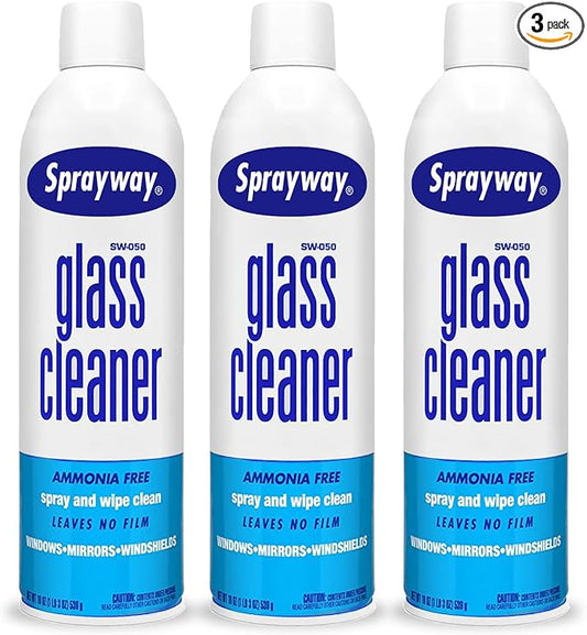 Sprayway Glass Cleaner, SW-050 19 oz Cleaner for Auto and Home for a Streak-Free Shine, Deep Cleaning Foaming Action, Safe for Tinted & Non-Tinted Windows, Ammonia Free Foam Glass Cleaner, Pack of 3