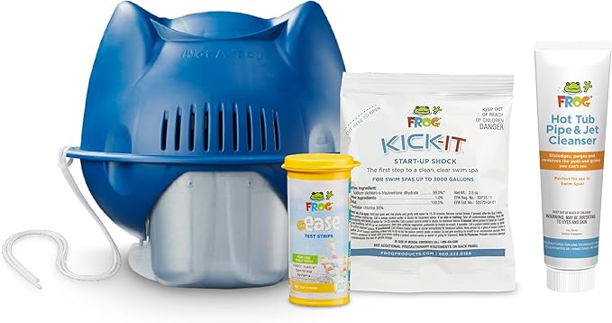 FROG @Ease Floating System and Pipe & Jet Cleanser for Swim Spas - Self-Regulating Swim Spa Sanitizer and Deep Clean Purge - Sanitizing Minerals & SmartChlor Technology - Fresh Start Bundle