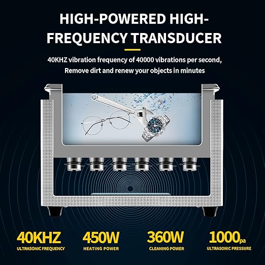Ultrasonic Cleaning Machine 15L Digital Ultrasonic Parts Cleaner with Timer 40kHz SUS 304 Stainless Steel Lab Sonic Cleaner for Professional Tools,Metal Parts,Jewelry,Eyeglasses