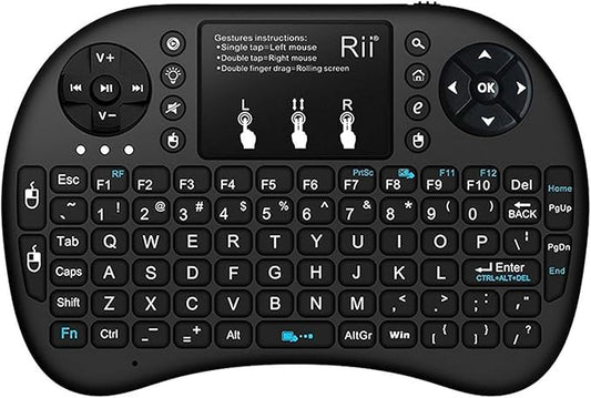 (Upgraded)Rii 2.4GHz Mini Wireless Keyboard with Touchpad,QWERTY,LED Backlit,Portable Keyboard for laptop/PC/Tablets/Windows/Mac/TV/Xbox/PS3/Raspberry Pi .(i8+ Black)