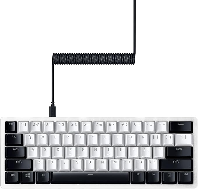 Razer PBT Keycap + Coiled Cable Upgrade Set: Durable Doubleshot PBT - Universal Compatibility - Keycap Removal Tool & Stabilizers - Tactically Coiled & Designed - Braided Fiber Cable - Classic Black