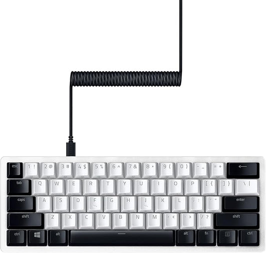 Razer PBT Keycap + Coiled Cable Upgrade Set: Durable Doubleshot PBT - Universal Compatibility - Keycap Removal Tool & Stabilizers - Tactically Coiled & Designed - Braided Fiber Cable - Classic Black